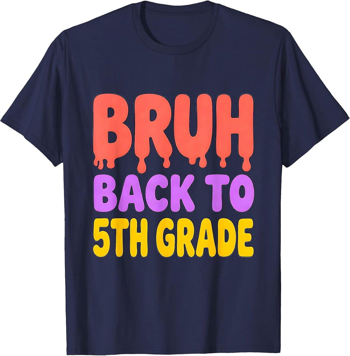 Bruh Back To 5th Grade Funny Back To School Boys Kids T-Shirt - Navy Blue