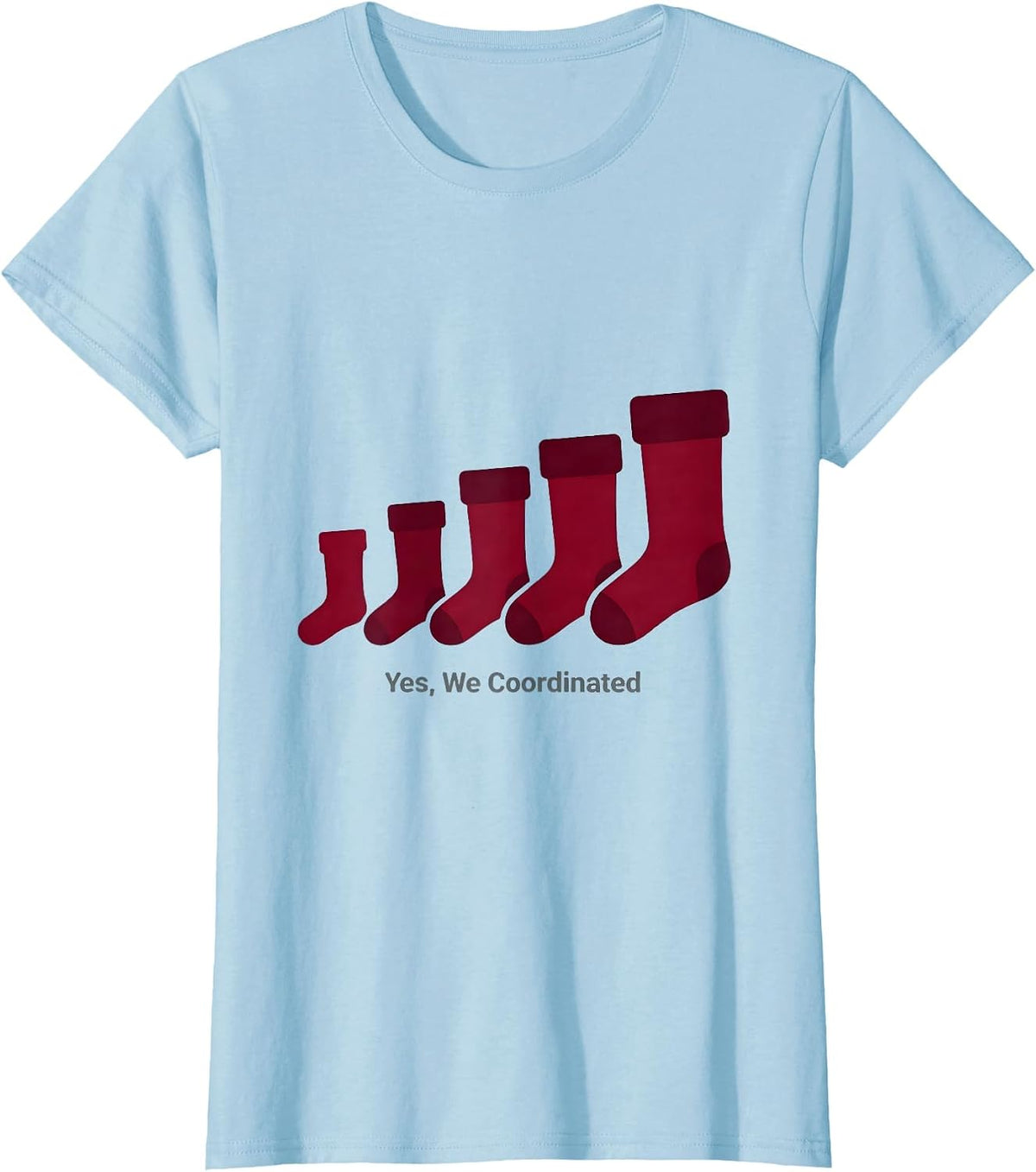 Yes, We Coordinated Festive Family Matching Christmas Lights T-Shirt - Baby Blue