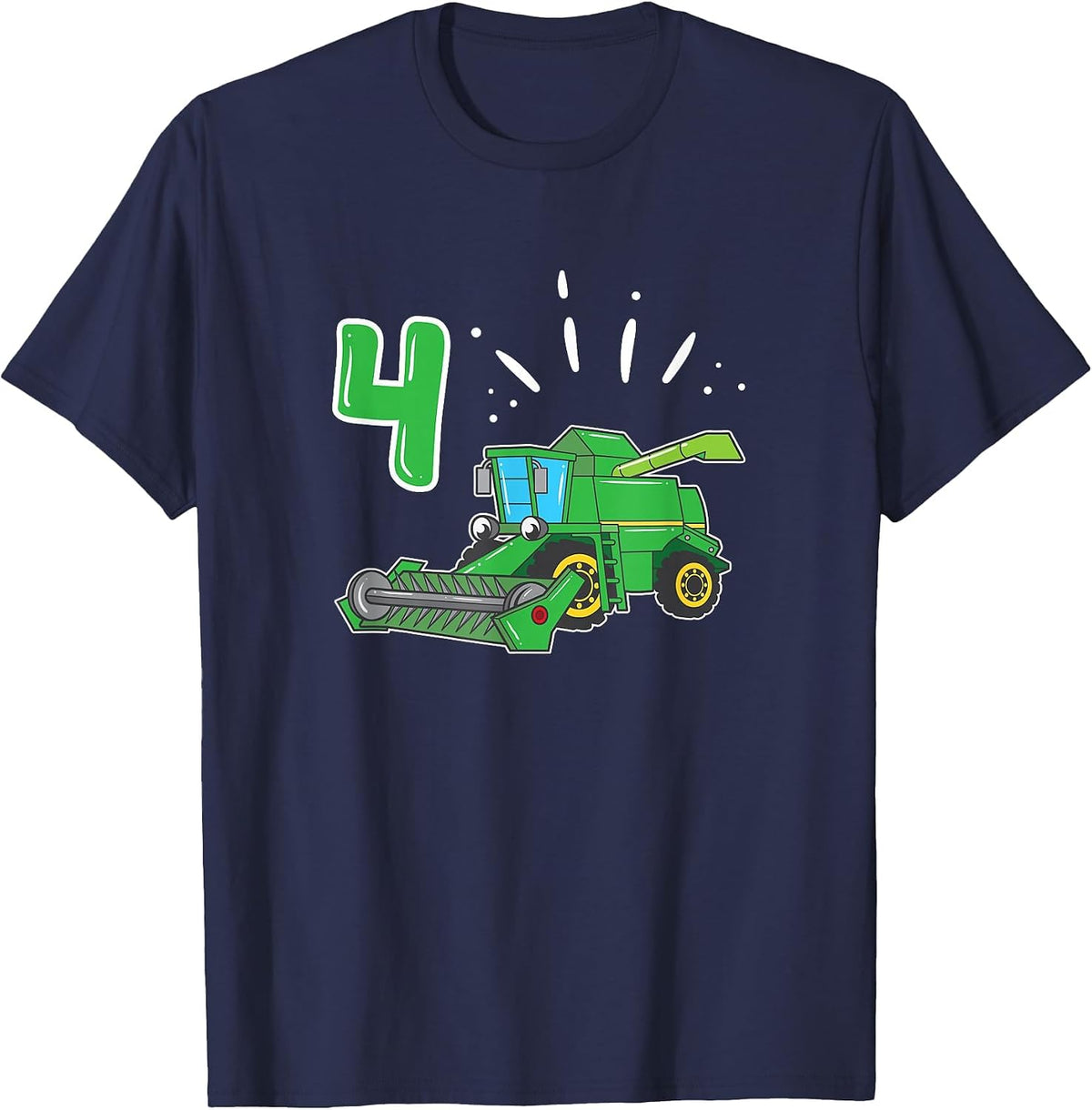 Farmer Bauer Combine Harvester 4 Years Children's Birthday T-Shirt - Navy Blue