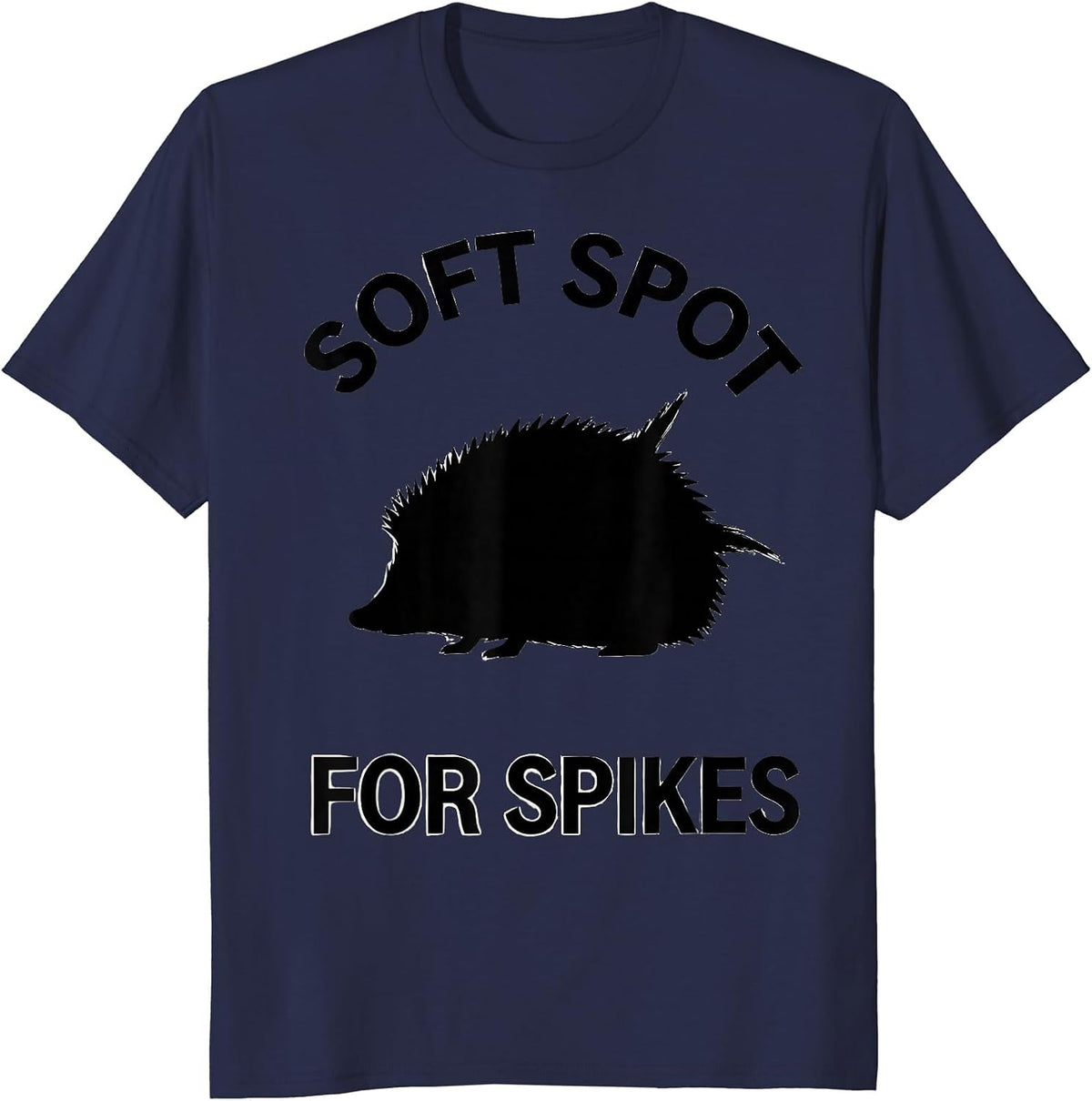 Men's Soft Spot For Spikes Minimalist Hedgehog Cute Animal Lover T-Shirt - Navy Blue