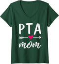 Women's Cute PTA Mom Heart Symbol V-Neck T-Shirt - Dark Green