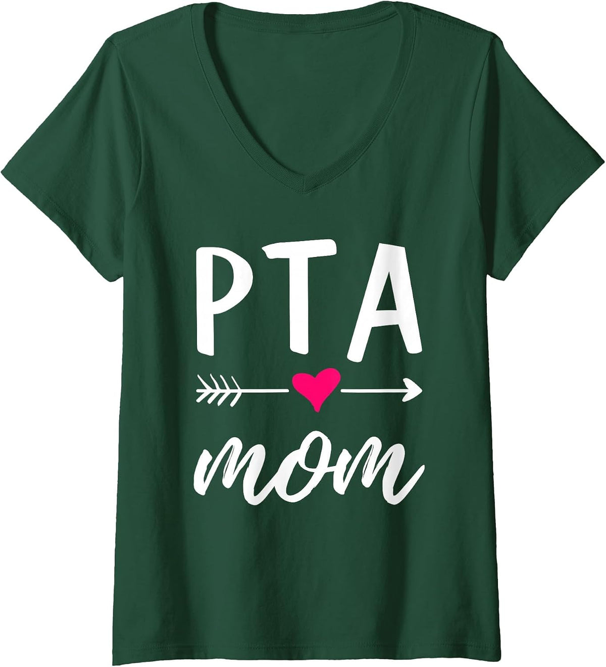 Women's Cute PTA Mom Heart Symbol V-Neck T-Shirt - Dark Green