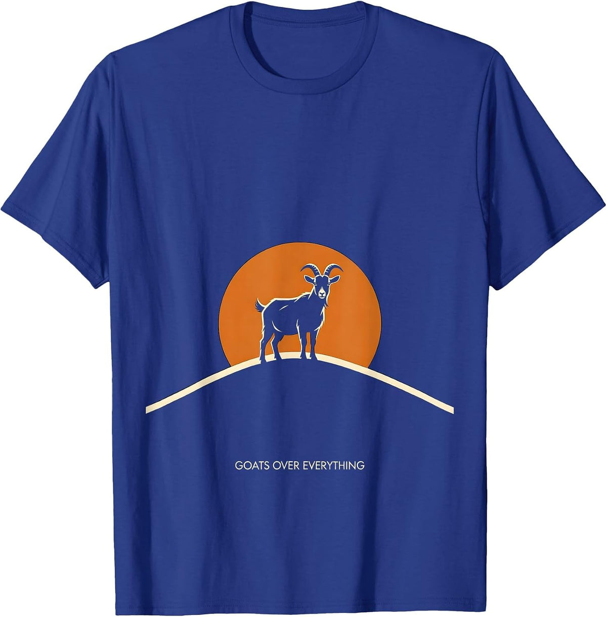 Goats Over Everything Minimalist Nature Design T-Shirt - Royal Blue