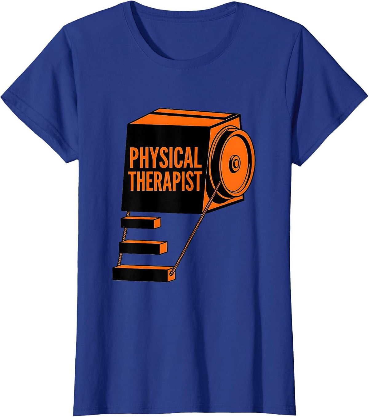 Women's Physical Therapist Geometric Therapy Pulley Design T-Shirt - Royal Blue