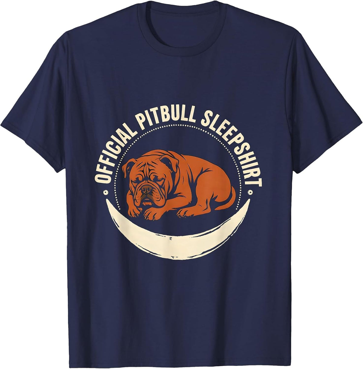 Official Pitbull Sleepshirt Napping Pajamas Dog Lover T-Shirt - Navy Blue