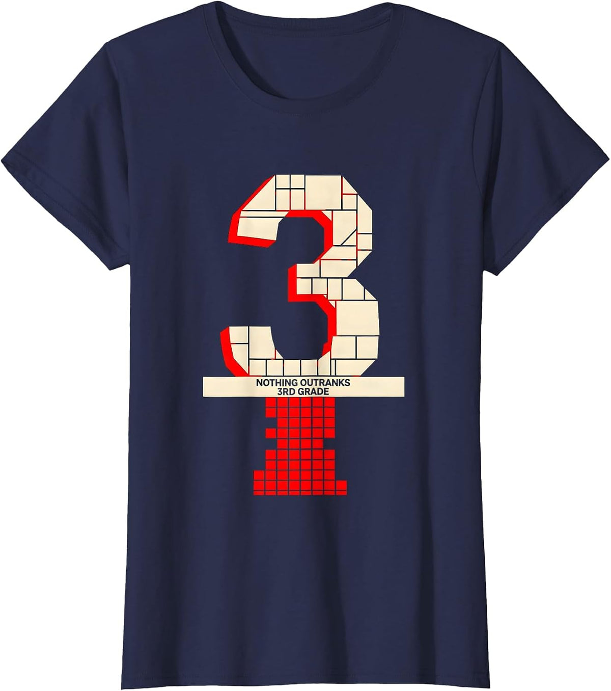 Women's Nothing Outranks 3rd Grade Funny Teacher Back To School T-Shirt - Navy Blue