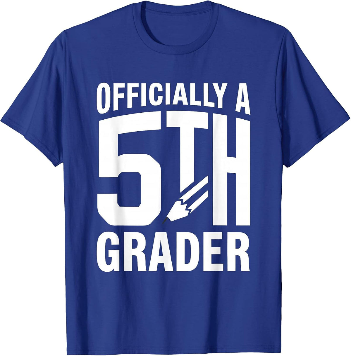 Men's Officially A 5th Grader Retro Back To School Pencil Bow T-Shirt - Royal Blue