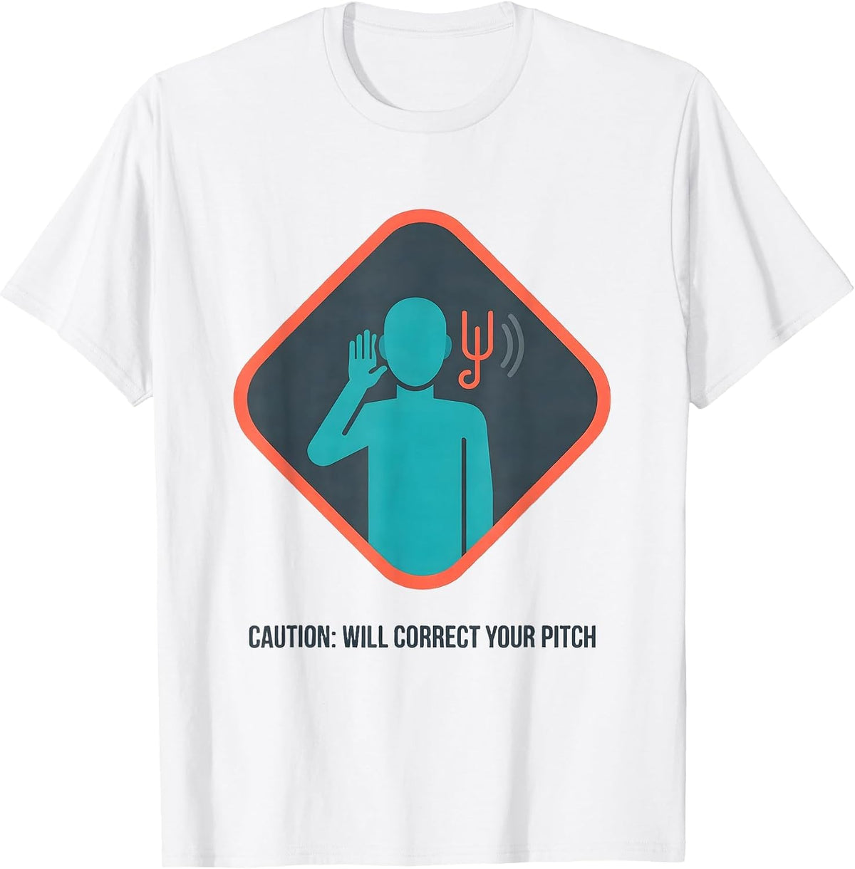 Men's Caution: Will Correct Your Pitch Funny Music Lover Gift T-Shirt - White
