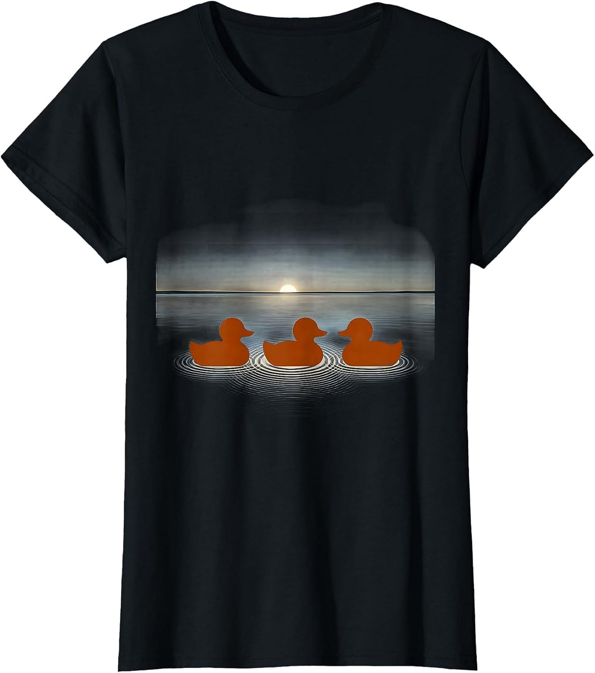 Duck Decoys Floating on Still Water Hunting Art T-Shirt - Black
