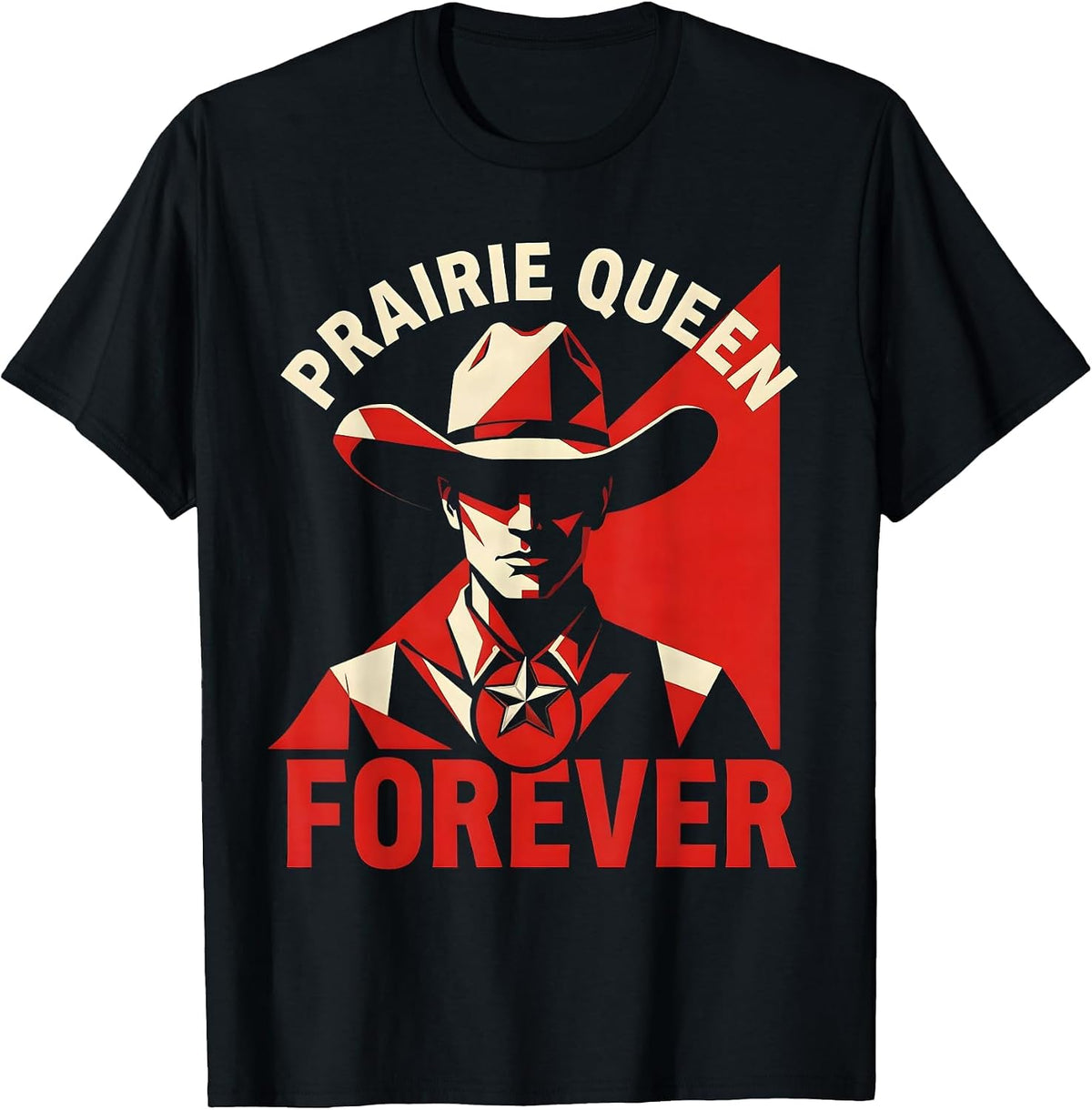 Men's Prairie Queen Forever Cowgirl Design T-Shirt - Black