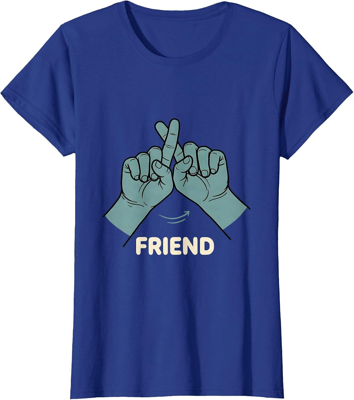 Women's FRIEND ASL Sign Language Teacher Gift Awareness T-Shirt - Royal Blue