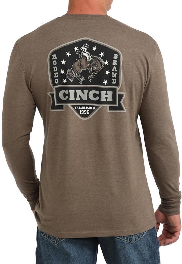 Cinch Men's Brown Bucking Horse Long Sleeve Tee Shirt - As Pictured