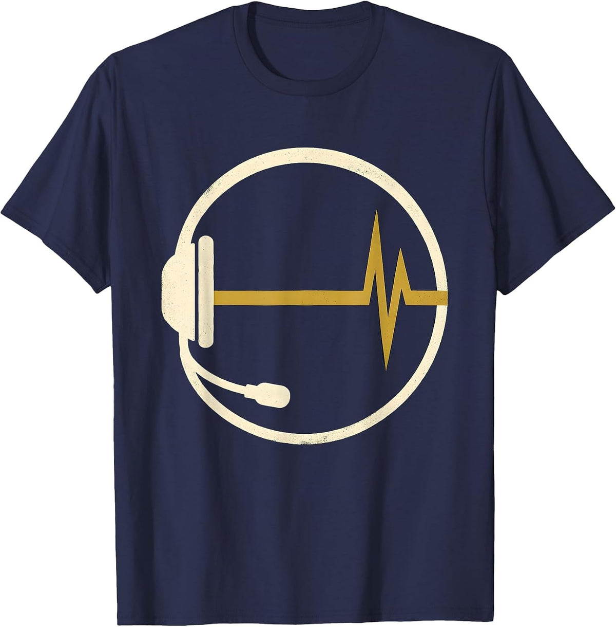 Thin Gold Line Pulse 911 Dispatcher Tribute T-Shirt - Navy Blue