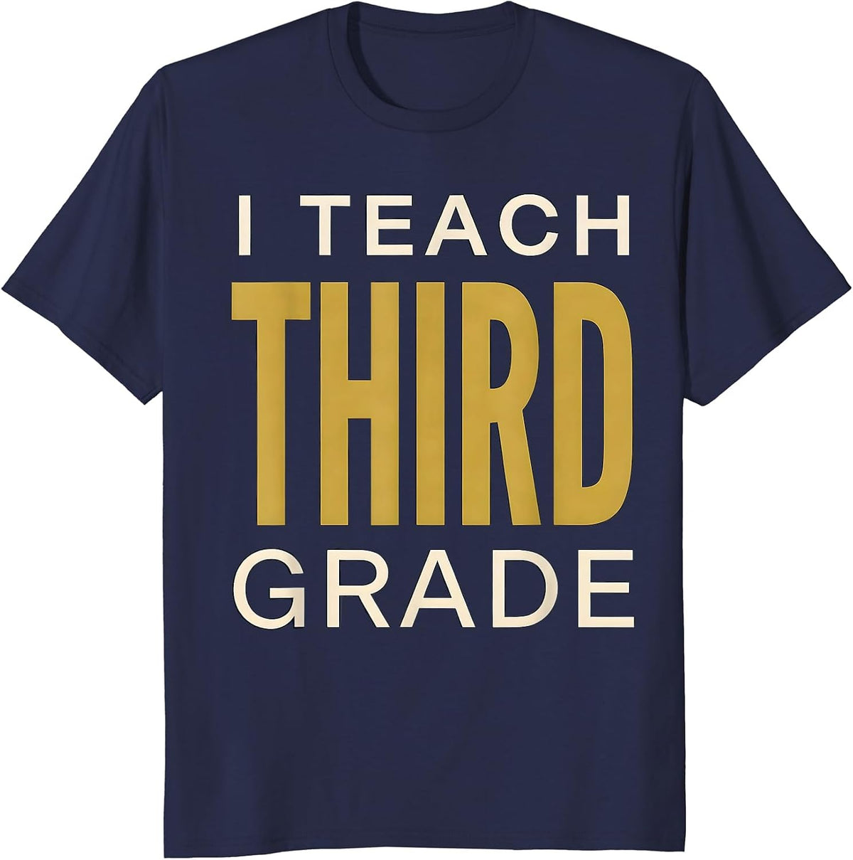 Men's I Teach Third Grade Minimalist Teacher Appreciation Back T-Shirt - Navy Blue