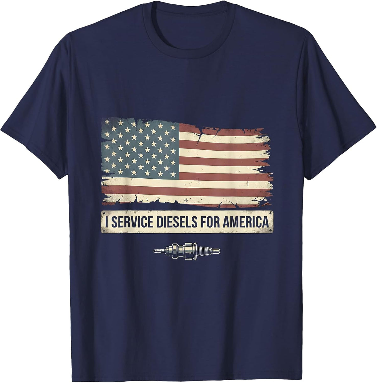 I Service Diesels For America Patriotic Diesel Mechanic T-Shirt - Navy Blue