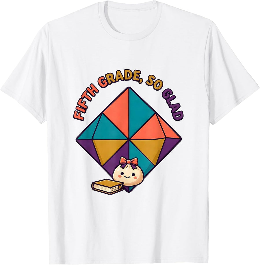 Men's Fifth Grade So Glad Kawaii Dumpling Back to School Girl T-Shirt - White