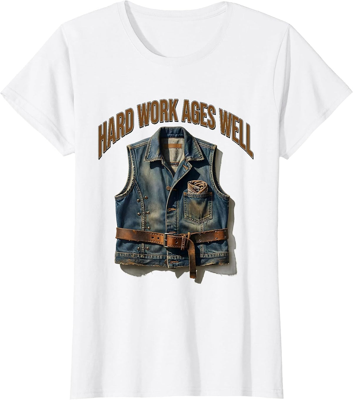 Hard Work Ages Well Vintage Graphic Design T-Shirt - White
