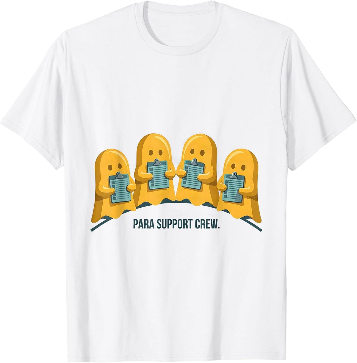 Men's Para Support Crew Ghost Pun Halloween Para Teacher Humor T-Shirt - White