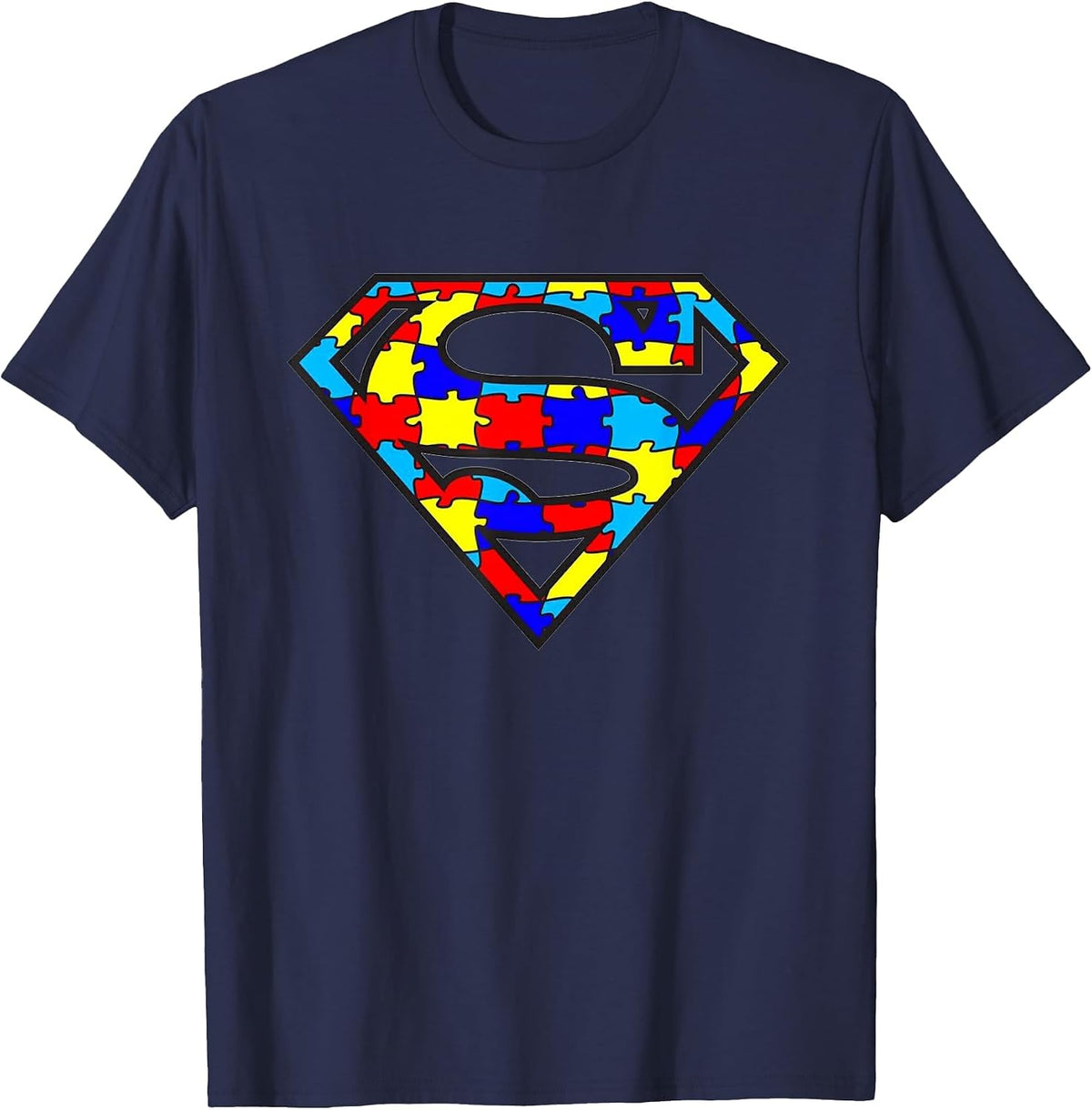 Funny Autism Awareness Superhero T-Shirt - Navy Blue