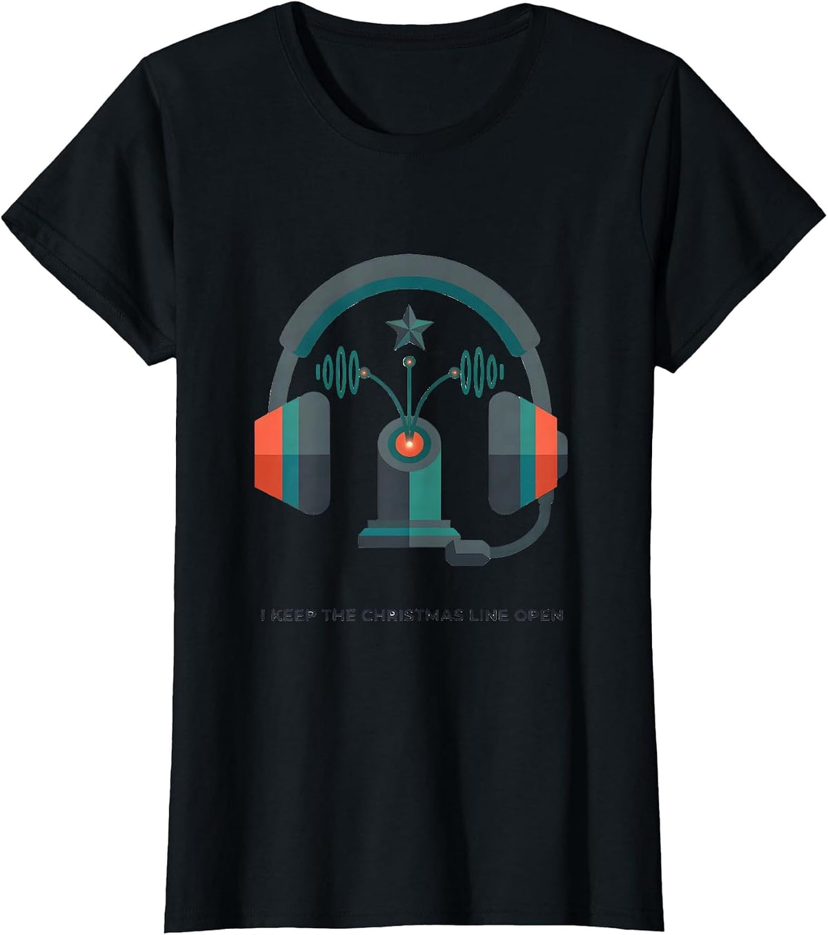 Women's I Keep The Christmas Line Open Funny 911 Dispatcher T-Shirt - Black