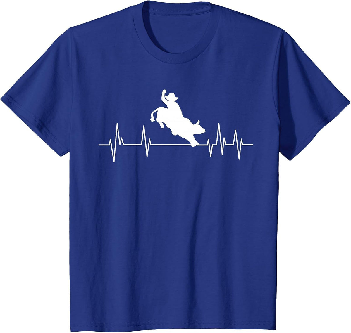 Bull Riding Heartbeat Cowboy Bull Rider Rodeo Sport T-Shirt - Royal Blue