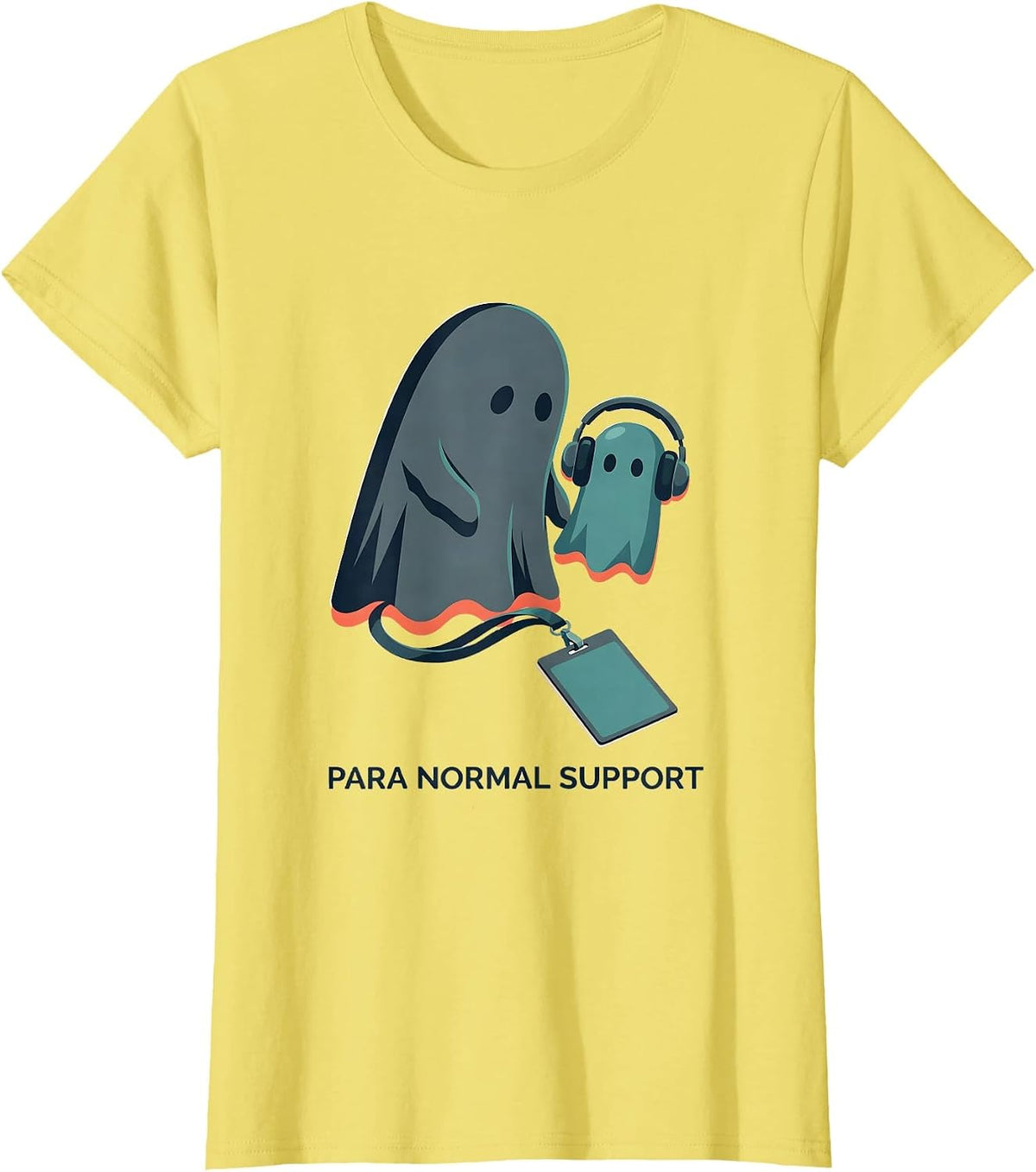 Para Normal Support Funny Ghost Para Teacher Halloween T-Shirt - Lemon Yellow