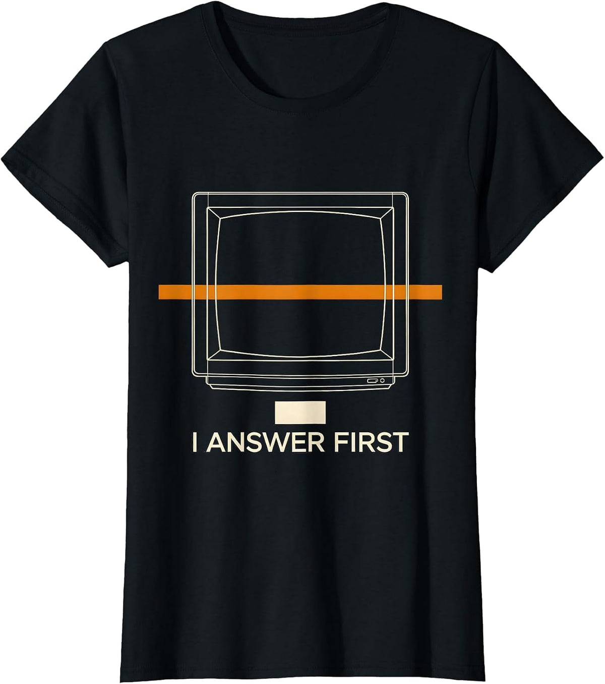 I Answer First Thin Yellow Line 911 Dispatcher Emergency T-Shirt - Black
