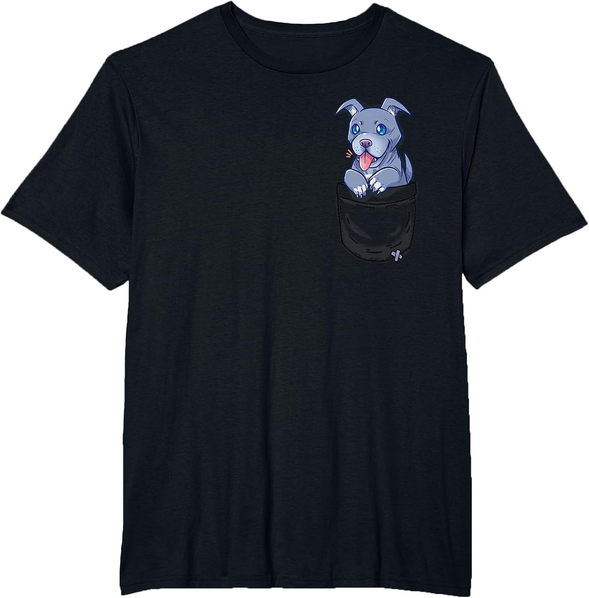 Pocket Cute Pitbull Pibble Puppy - T-Shirt - Black