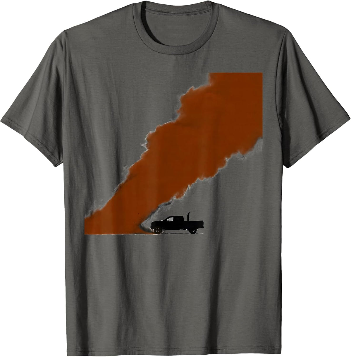 Men's Diesel Pickup Silhouette Minimalist Trucker Driver Humor T-Shirt - Asphalt Grey