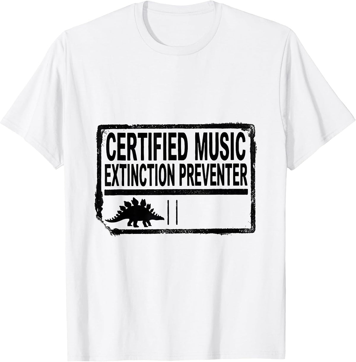 Men's Certified Music Extinction Preventer Rubber Stamp Teacher T-Shirt - White