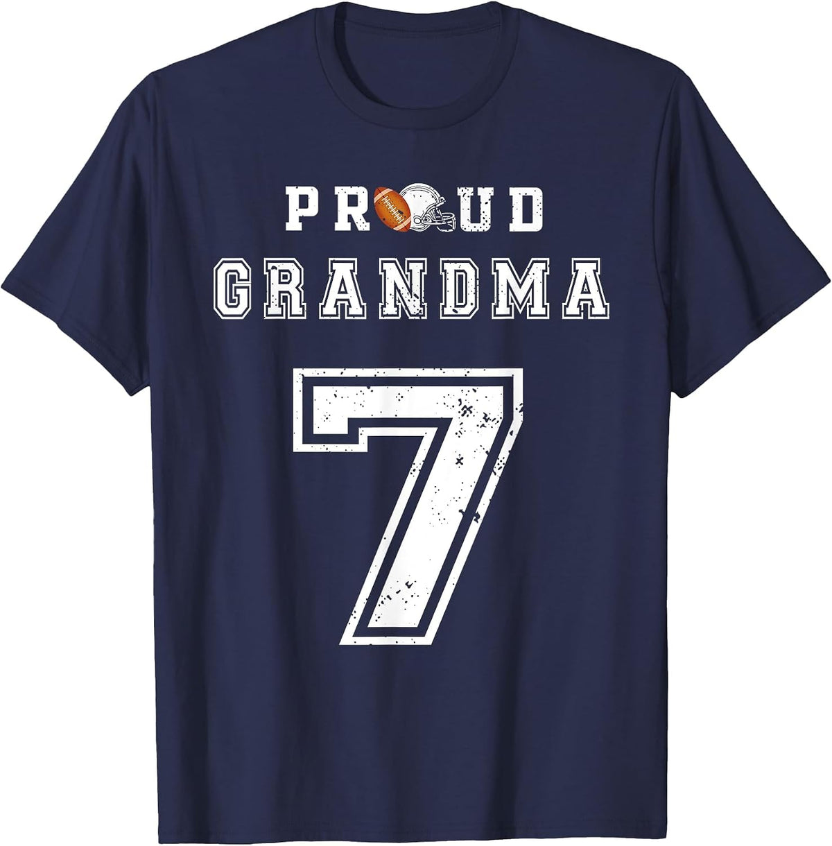 Custom Proud Football Grandma Number 7 Personalized for Men T-Shirt - Navy Blue