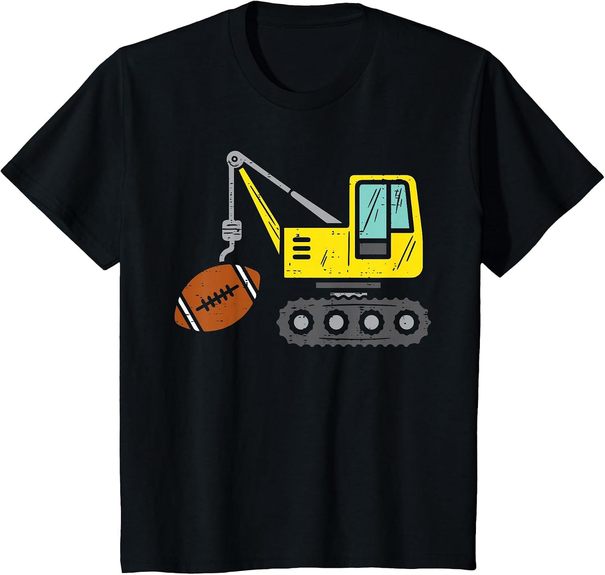 American Football Crane Construction Truck Boys Kids Toddler T-Shirt - Black