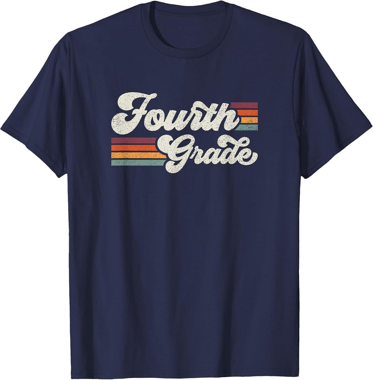 Retro Fourth Grade Teacher Back to School T-Shirt - Navy Blue