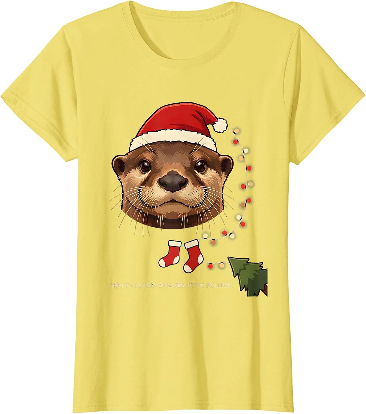 One of Us Wears Whiskers, Otter Included Cute Otter T-Shirt - Lemon Yellow