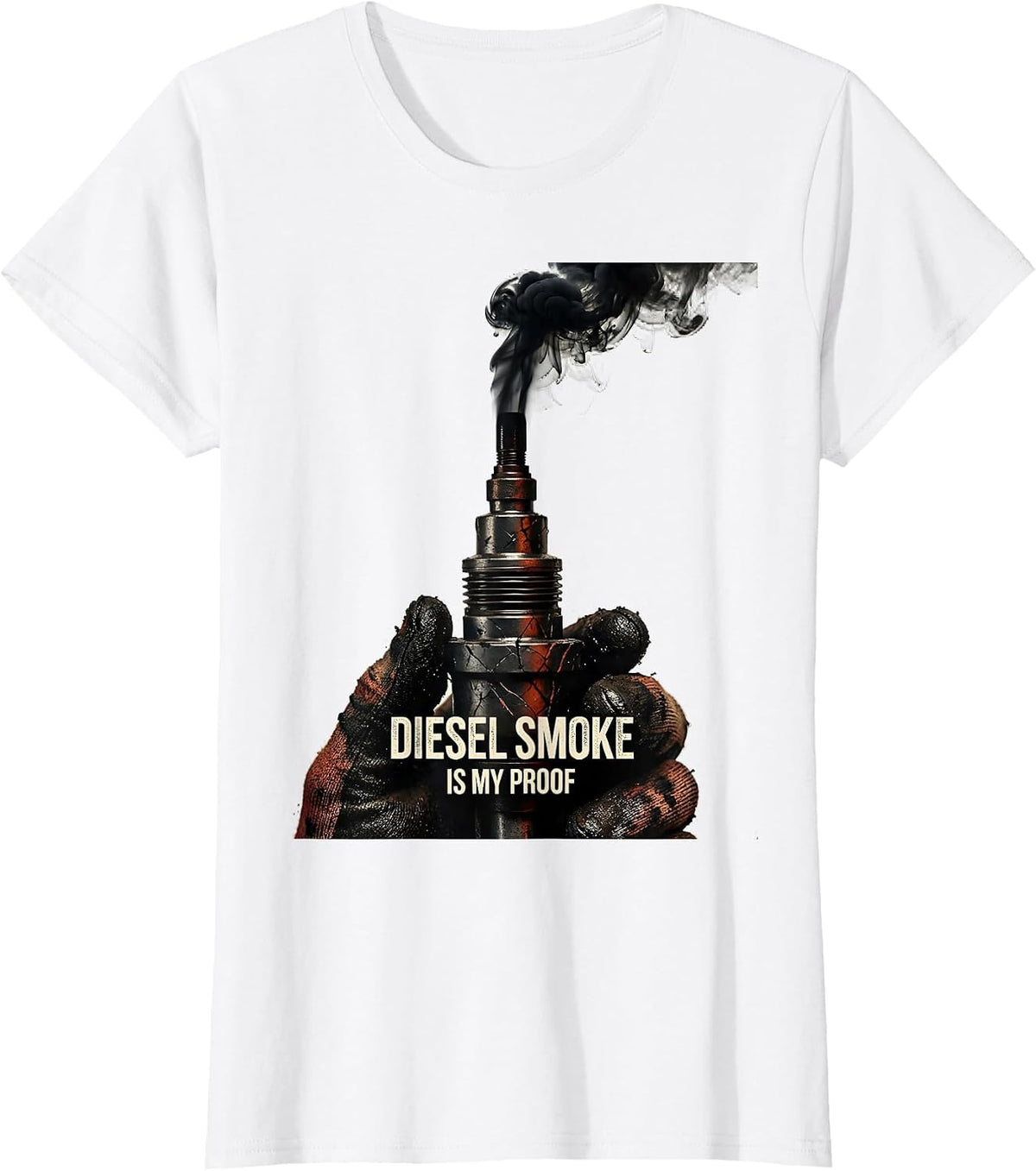 Diesel Smoke Is My Proof Distressed Diesel Mechanic Truck T-Shirt - White