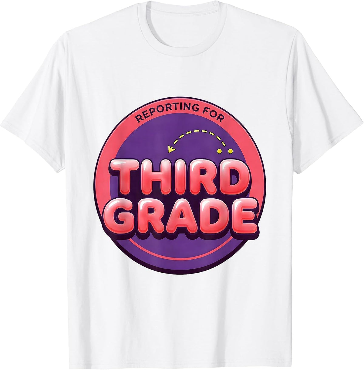 Reporting For Third Grade Playful Back To School Teacher T-Shirt - White