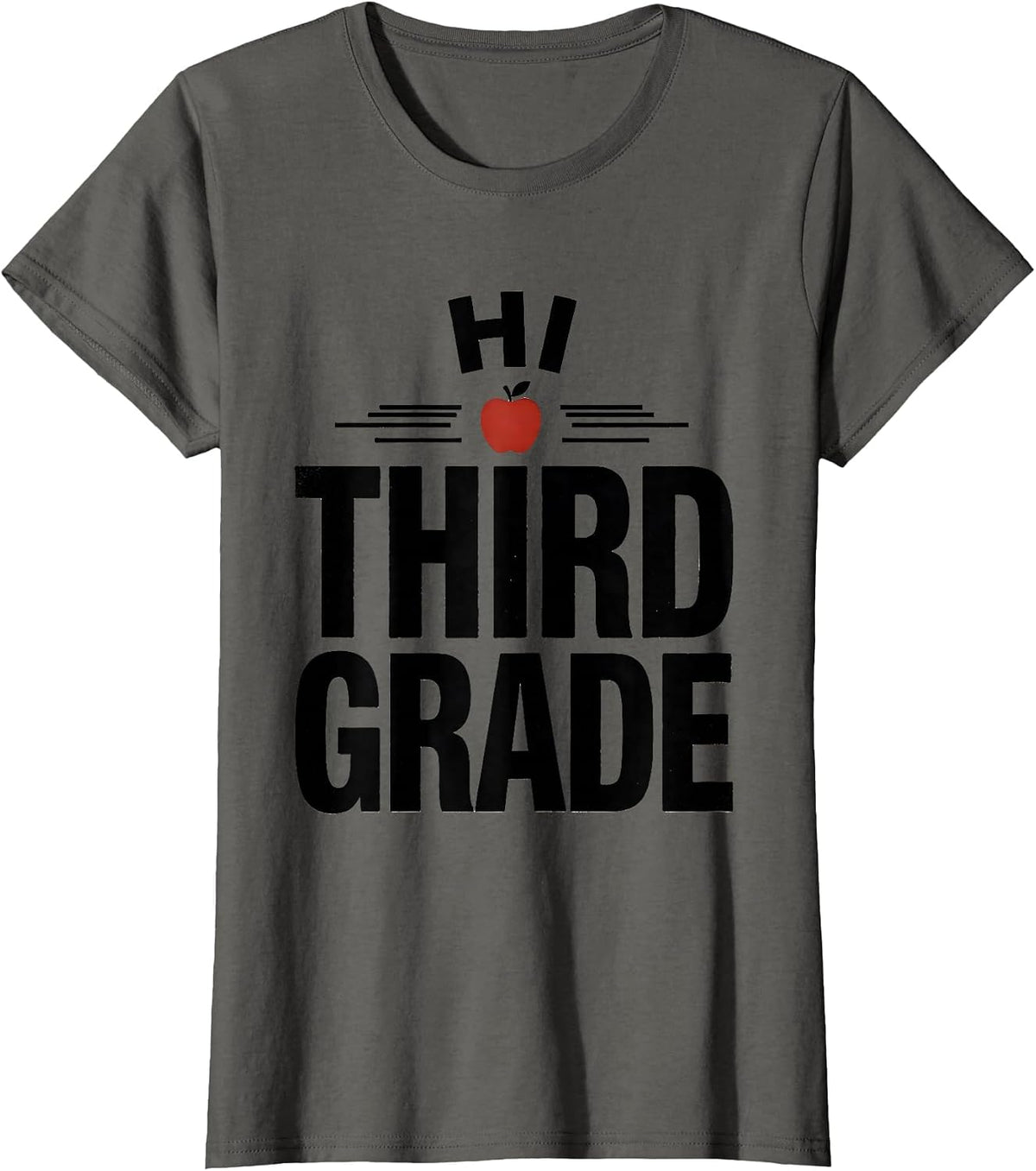 Women's Hi, Third Grade Playful Back To School Teacher Student T-Shirt - Asphalt Grey