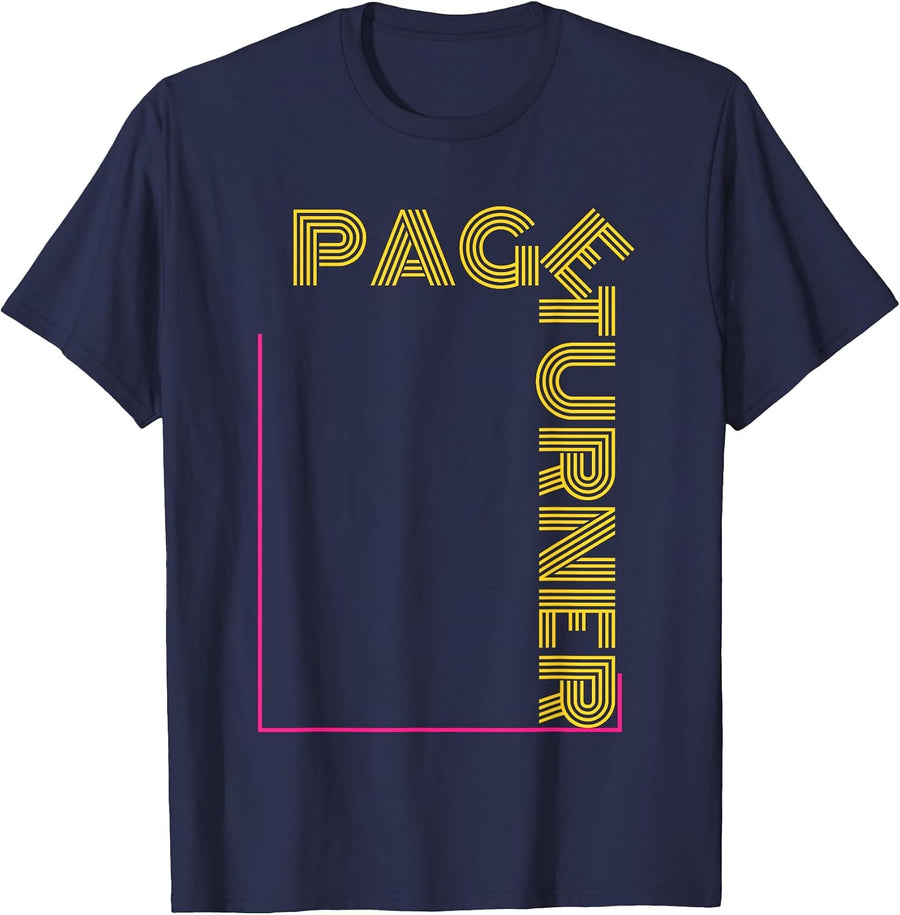 Page Turner Book Lover Library Reading School Student Reader T-Shirt - Navy Blue