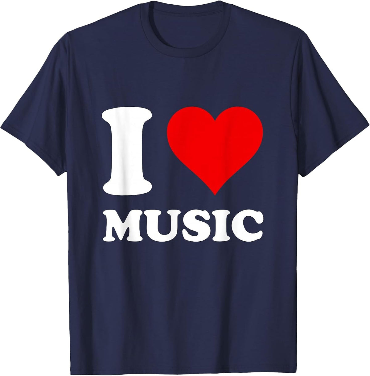 Red Heart I Love Music T-Shirt - Navy Blue