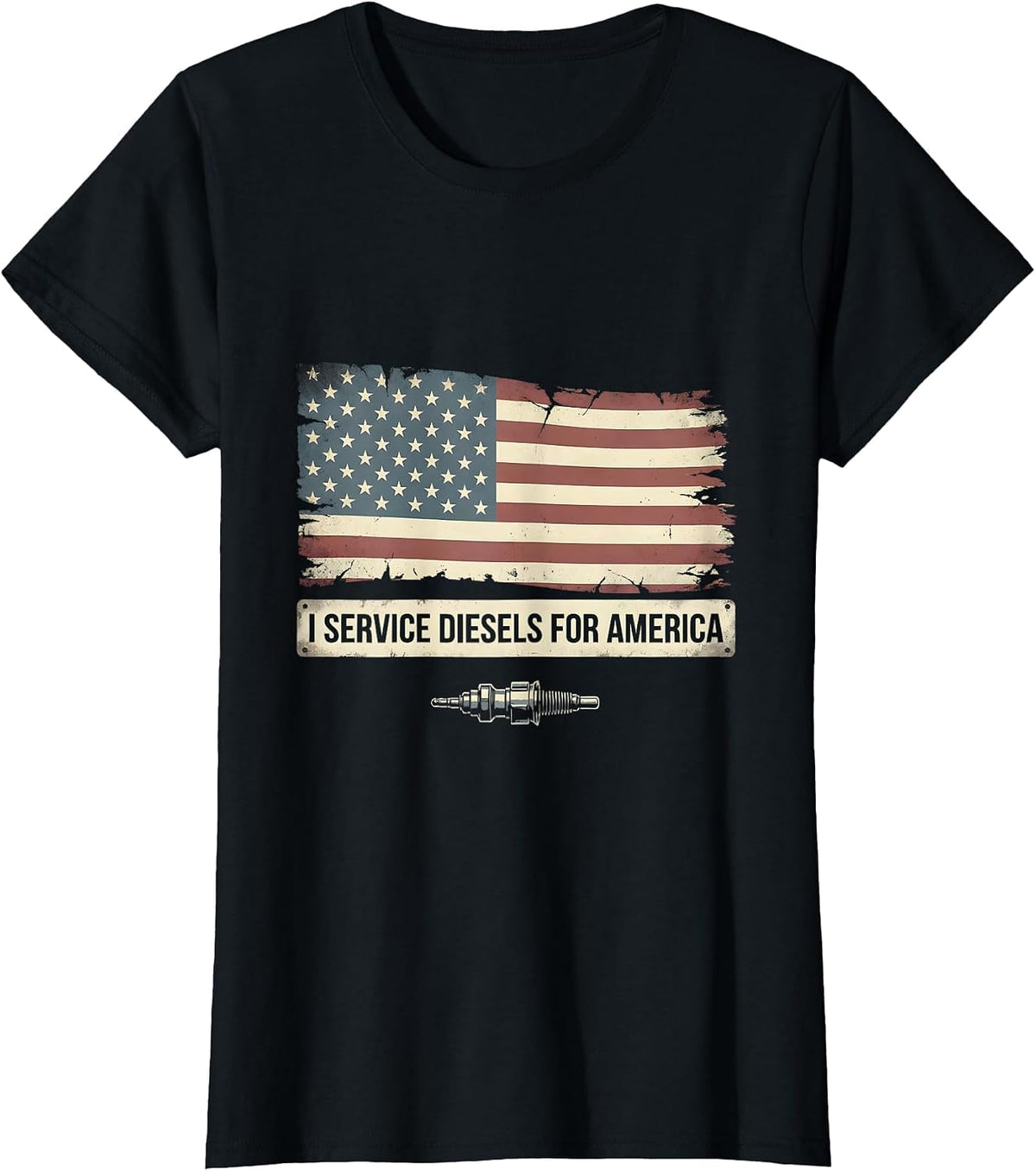 I Service Diesels For America Patriotic Diesel Mechanic T-Shirt - Black