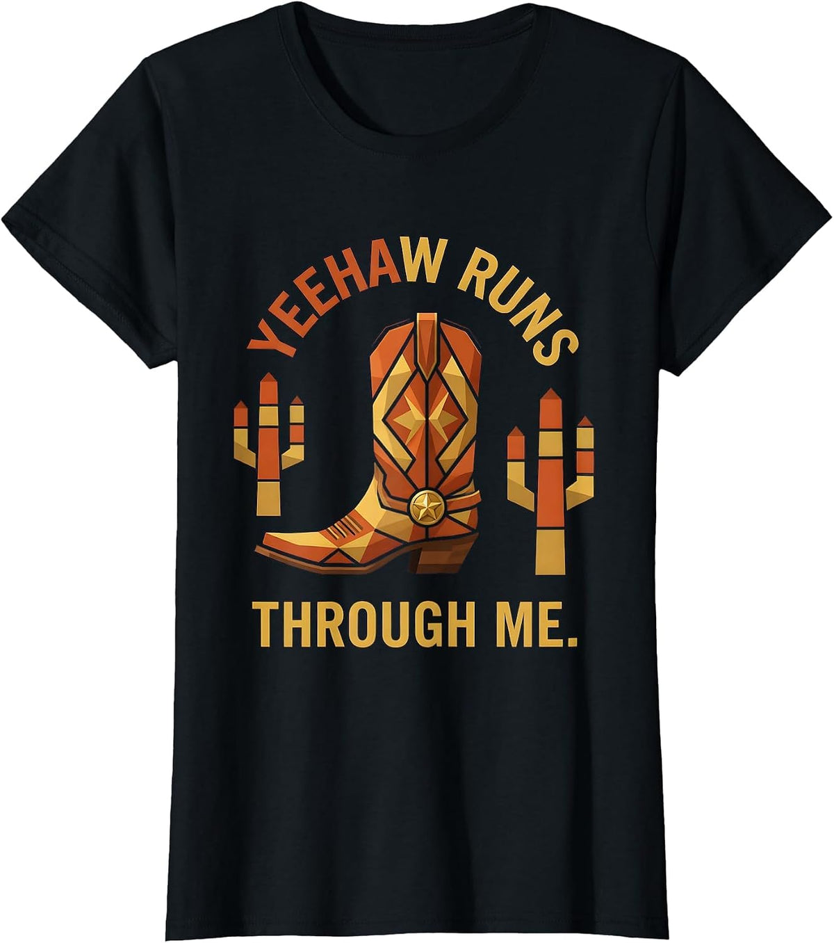 Yeehaw Runs Through Me Western Design T-Shirt - Black