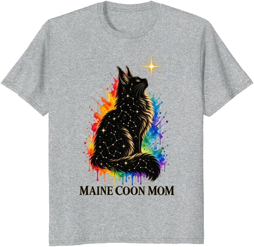 Maine Coon Mom T-Shirt Retro Cat Typography Graphic Tee - S7