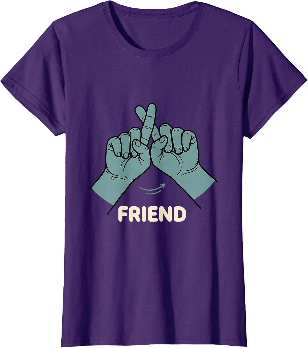 Women's FRIEND ASL Sign Language Teacher Gift Awareness T-Shirt - Purple