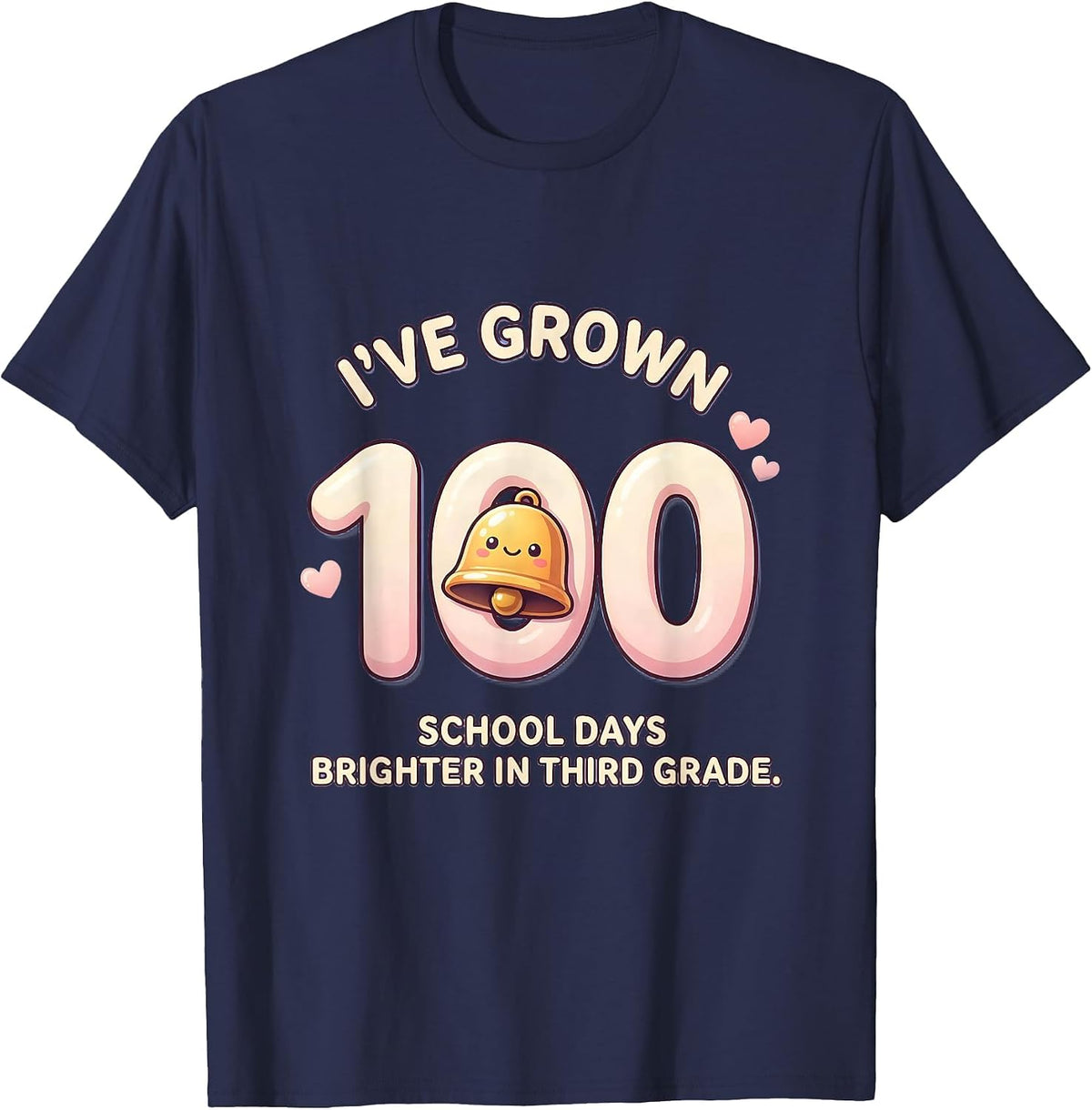 I've Grown 100 School Days Brighter In Third Grade Cute T-Shirt - Navy Blue