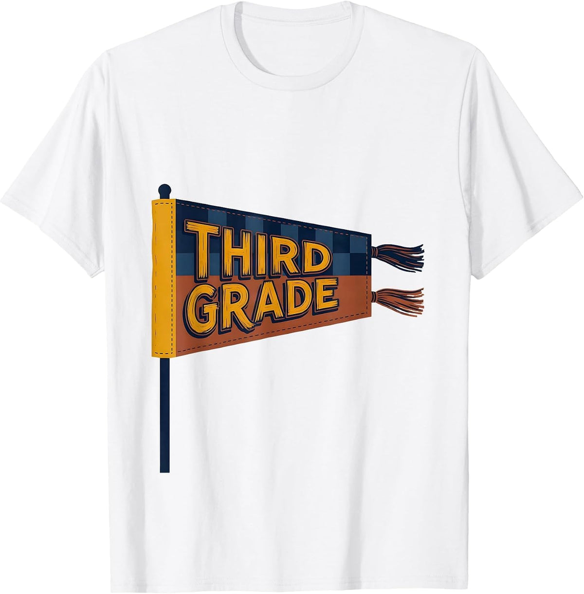 Third Grade Retro Style Back to School Sign Painter Pennant T-Shirt - White
