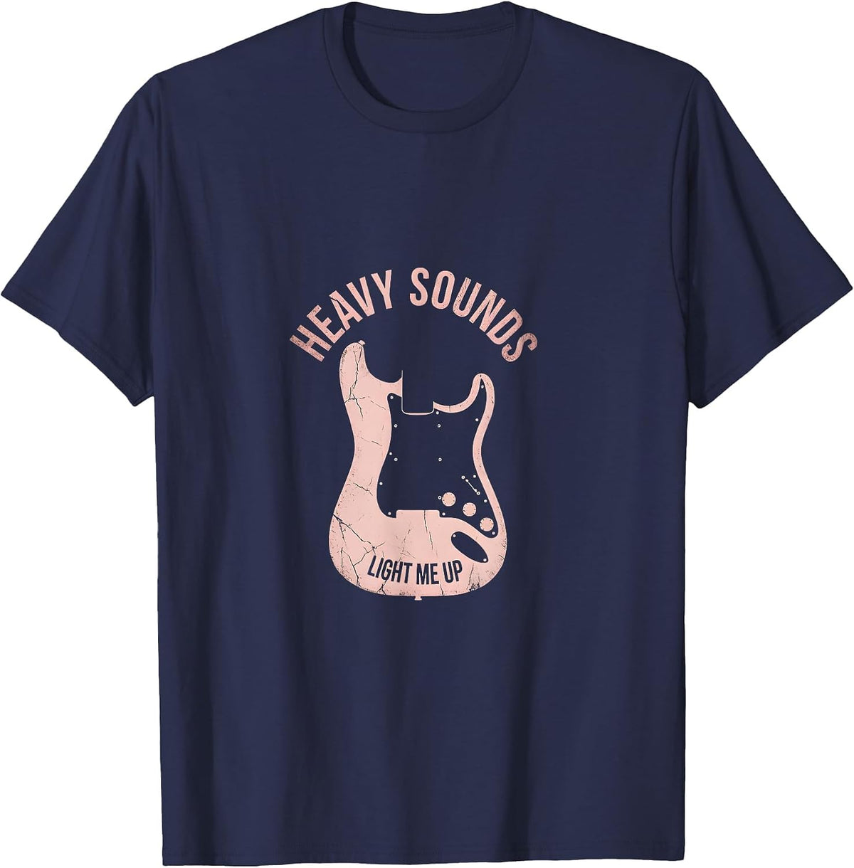 Heavy Sounds Light Me Up Grunge Music Design T-Shirt - Navy Blue