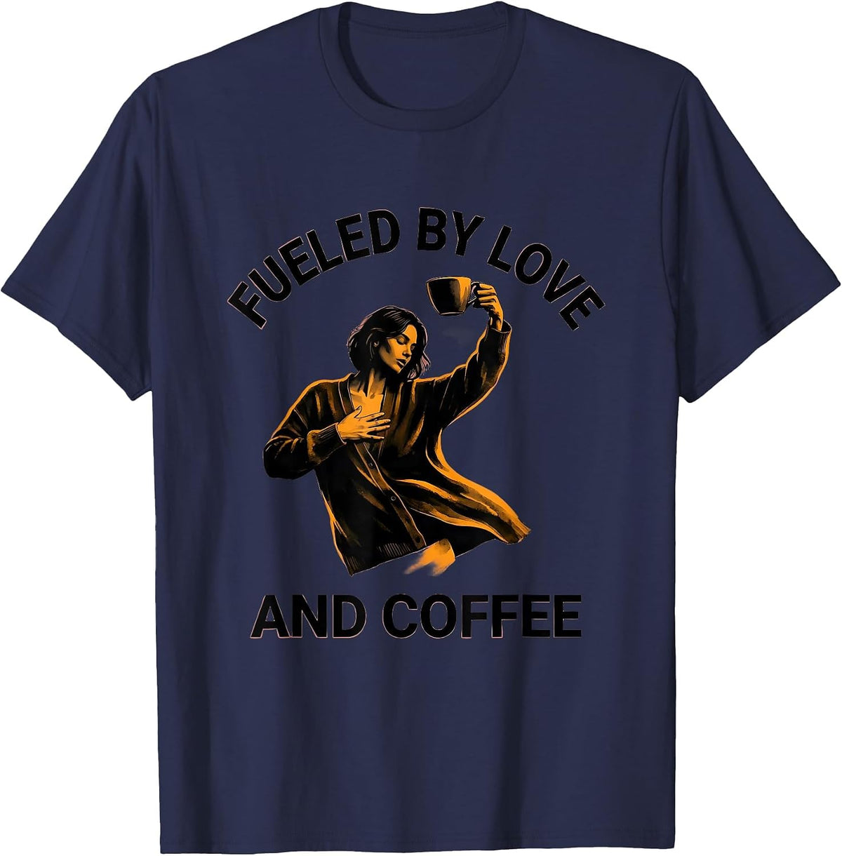 Fueled By Love and Coffee Sped Teacher Design T-Shirt - Navy Blue