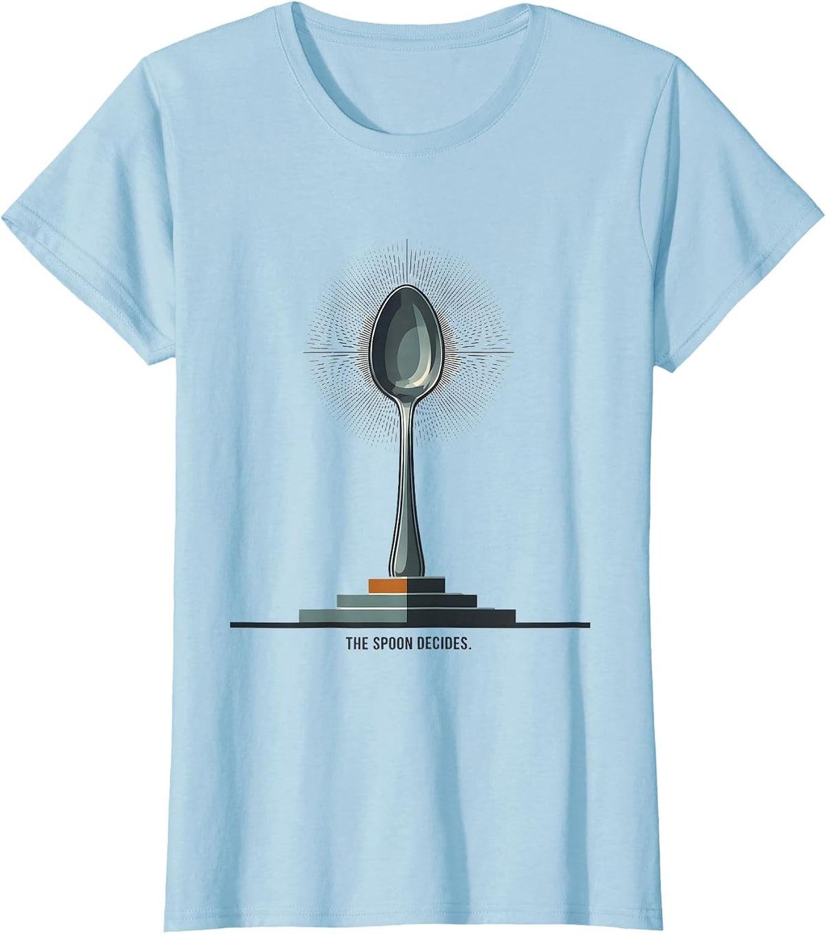 The Spoon Decides Absurdist Food Novelty Humor T-Shirt - Baby Blue