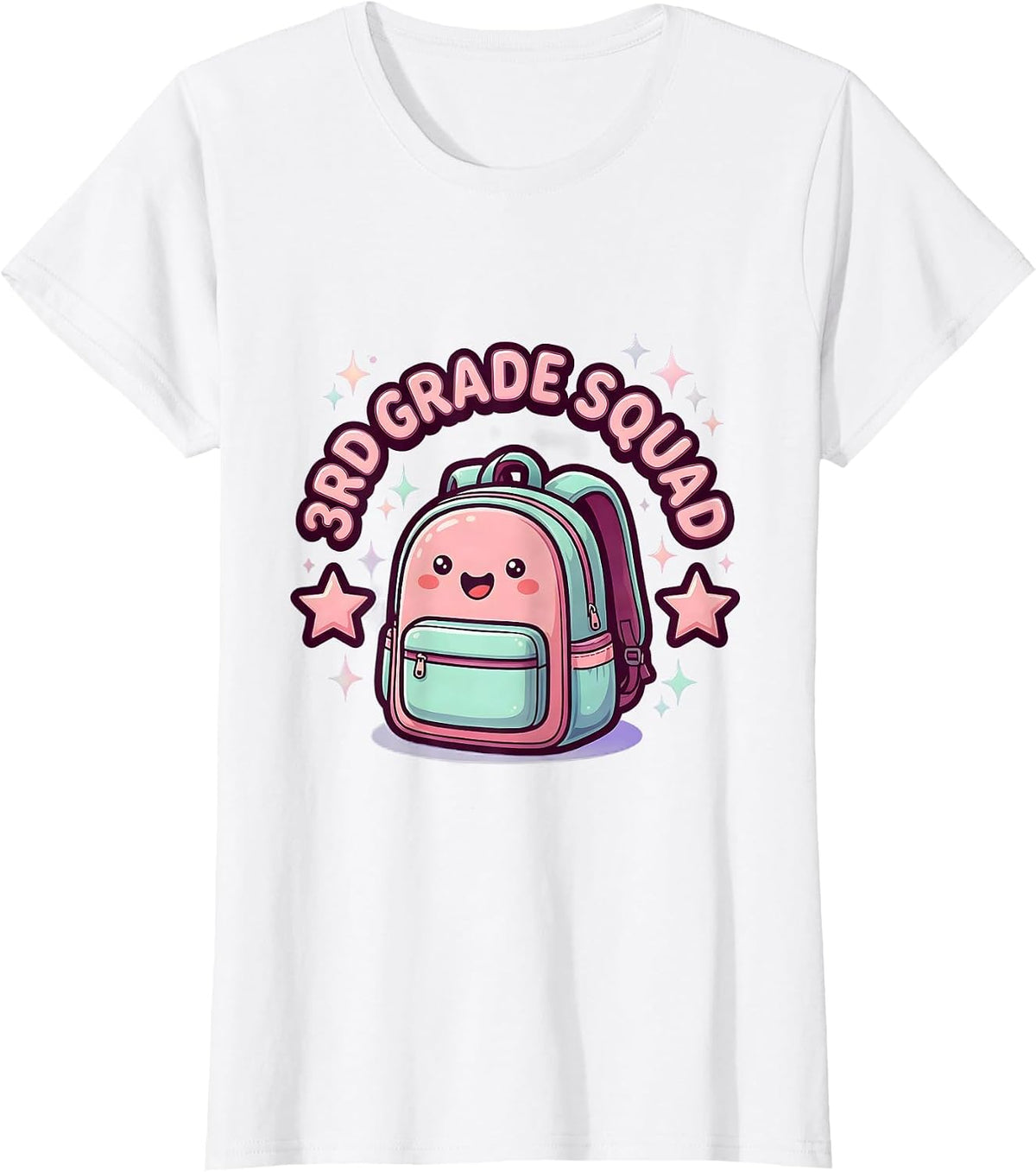 Women's 3rd Grade Squad Cute Kawaii Teacher Student Back To School T-Shirt - White