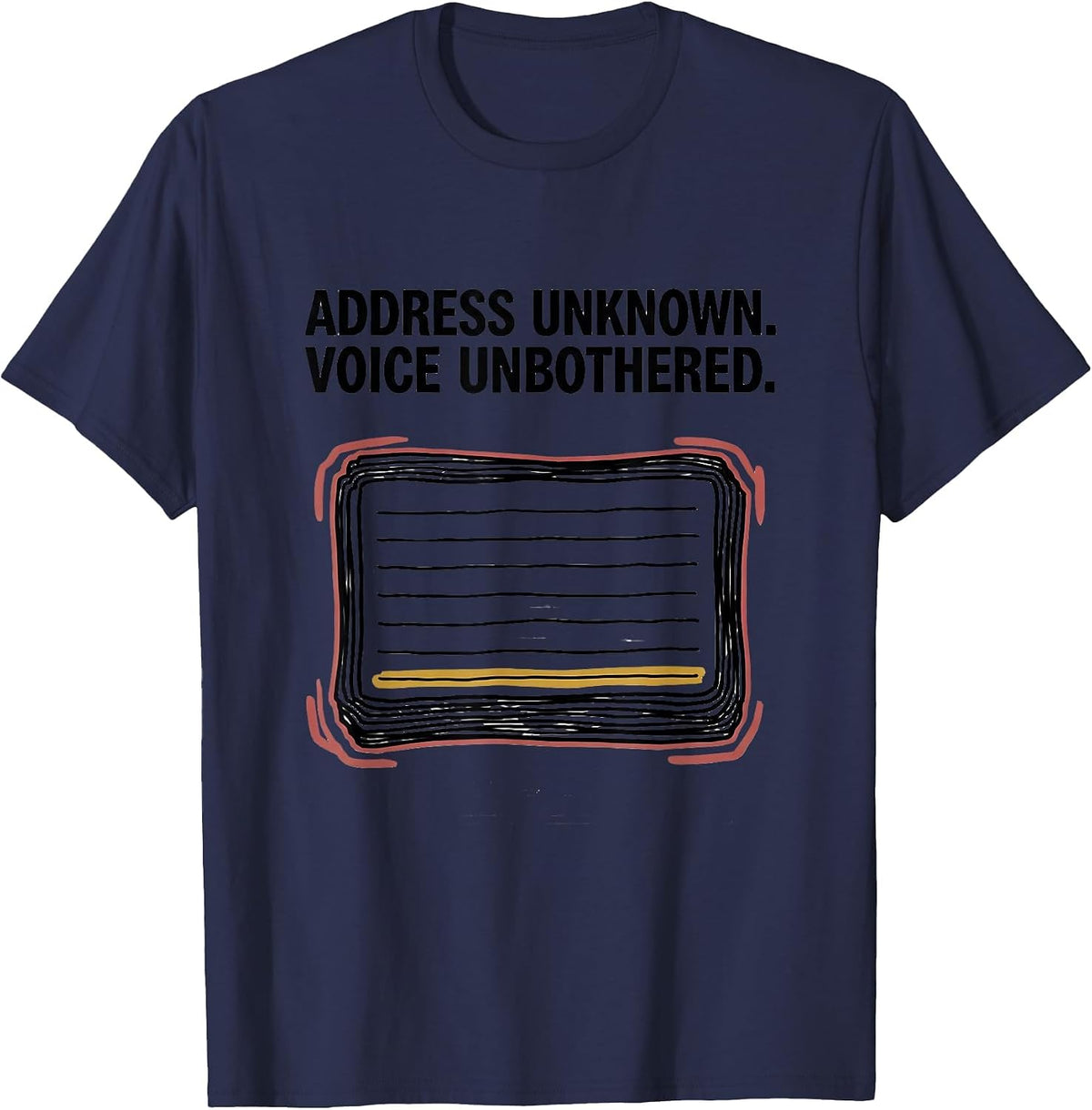 Men's Address Unknown Voice Unbothered Thin Line 911 Dispatcher T-Shirt - Navy Blue